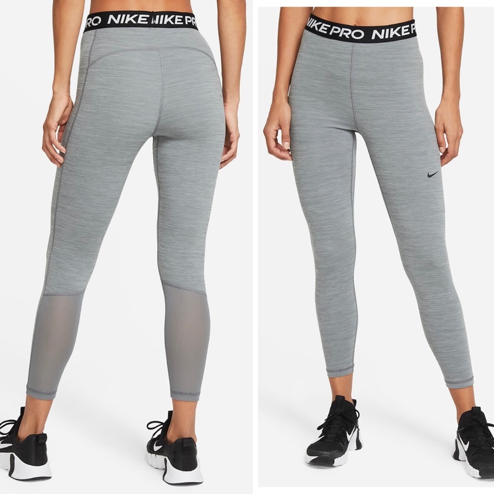 Nike Pro High-Waisted 7/8 Mesh Panel Leggings Sz S.